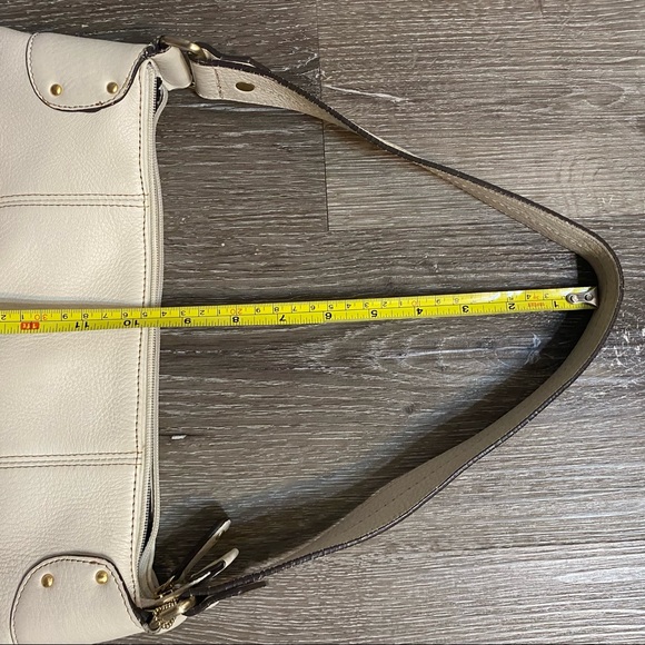 Vintage Fossil Genuine Leather Handcrafted Women's Handbag Purse 75082 - Beige - Picture 9 of 11